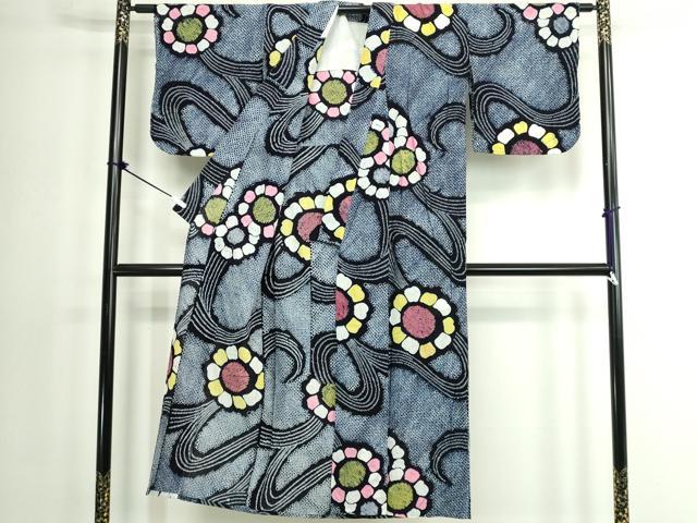 平和屋着物∴夏物 浴衣 有松鳴海絞り 流水花文 綿 逸品 DABK1364cd