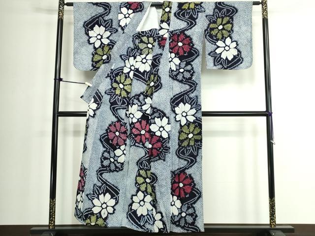 平和屋着物∴夏物 浴衣 有松鳴海絞り 流水花文 綿 逸品 DABK1367cd