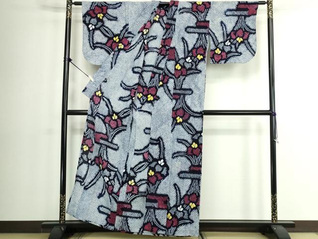 平和屋着物∴夏物 浴衣 有松鳴海絞り 枝花文 綿 逸品 DABK1376cd