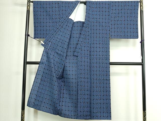 平和屋着物∴夏物 男性 浴衣 注染 手縫い 幾何学文 綿 逸品 DABK1380cd