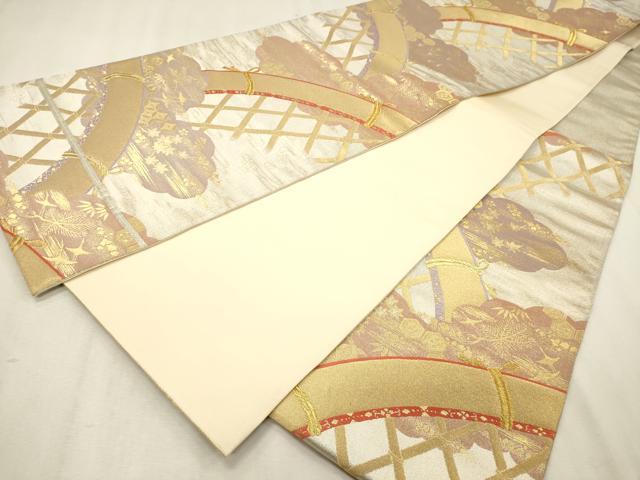 平和屋着物◎六通柄袋帯 雲取り吉祥文 金銀糸 正絹 逸品 DABK1501cd