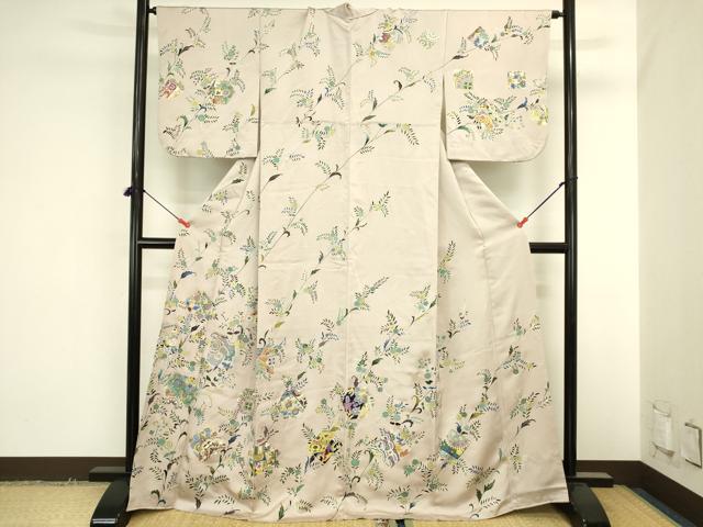平和屋着物●訪問着 駒刺繍 色紙更紗花文 金彩 正絹 逸品 DABK2001op