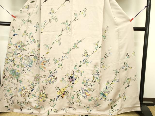 平和屋着物●訪問着 駒刺繍 色紙更紗花文 金彩 正絹 逸品 DABK2001op