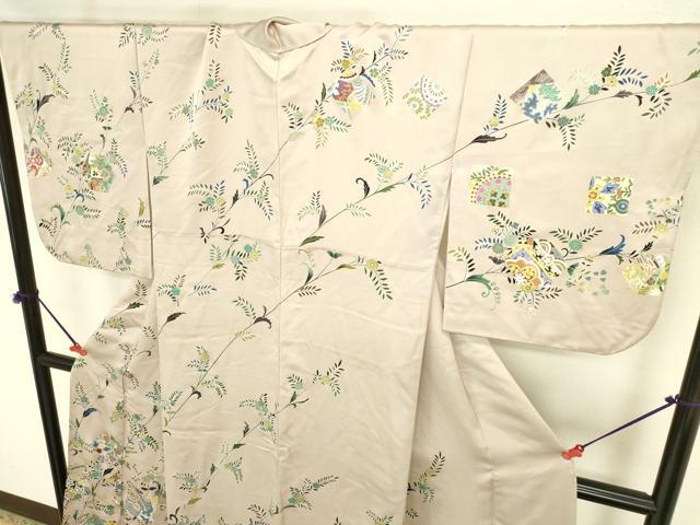 平和屋着物●訪問着 駒刺繍 色紙更紗花文 金彩 正絹 逸品 DABK2001op