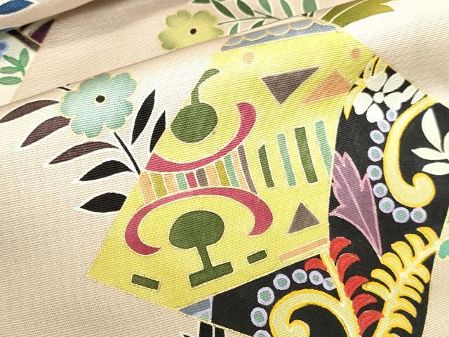 平和屋着物●訪問着 駒刺繍 色紙更紗花文 金彩 正絹 逸品 DABK2001op