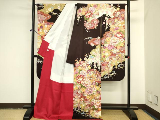 平和屋着物●豪華振袖 駒刺繍 花松文 金彩 正絹 逸品 DABK2008op