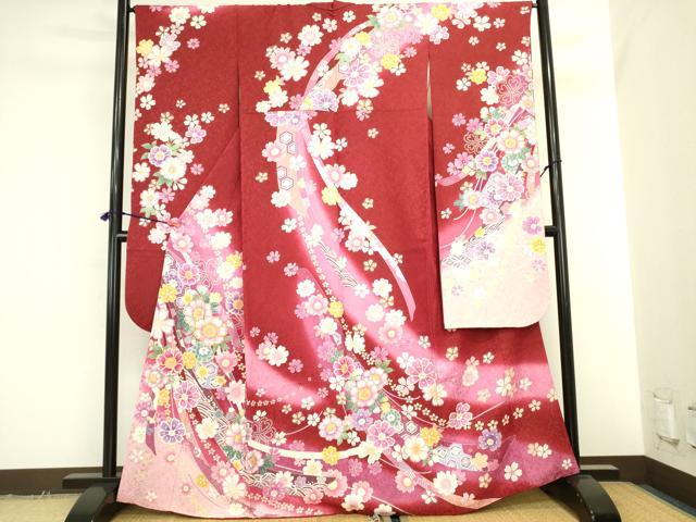 平和屋着物●豪華振袖 駒刺繍 花熨斗文 暈し染め 金彩 金通し地 正絹 逸品 DABK2010op