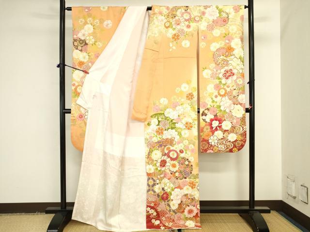 平和屋着物●豪華振袖 駒刺繍 檜扇花文 暈し染め 金彩 正絹 逸品 DABK2012op