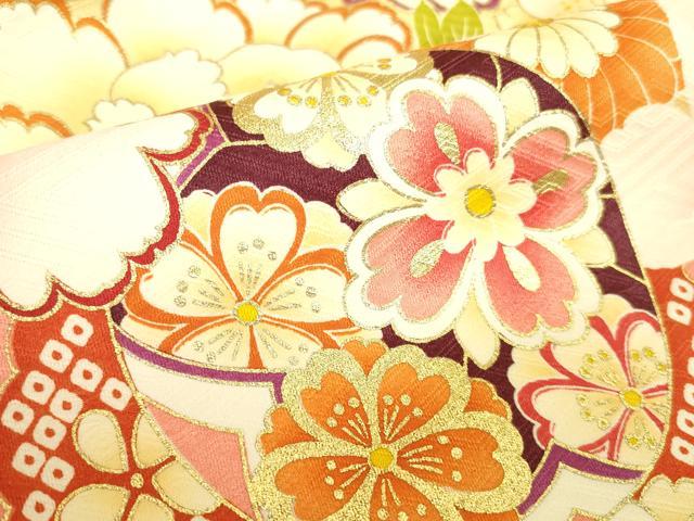 平和屋着物●豪華振袖 駒刺繍 檜扇花文 暈し染め 金彩 正絹 逸品 DABK2012op