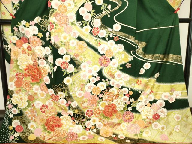 平和屋着物●豪華振袖 刺繍 雪輪草花文 牡丹 暈し染め 金彩 正絹 逸品 DABK2013op