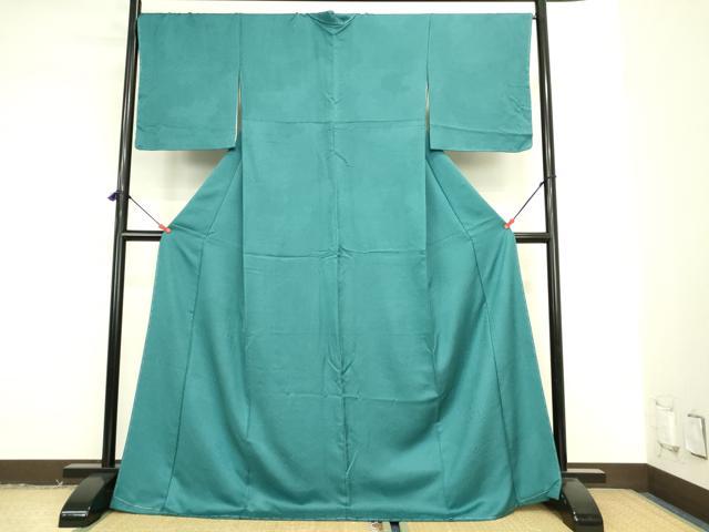 平和屋着物●上質な色無地 吉祥地紋 青碧色 正絹 逸品 未使用 DABK2021op