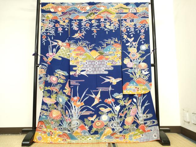 平和屋着物●豪華振袖 紅型 花鳥文 正絹 逸品 DABK2027op