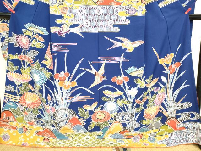 平和屋着物●豪華振袖 紅型 花鳥文 正絹 逸品 DABK2027op