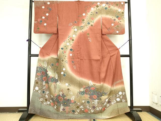 平和屋着物●訪問着 絞り 辻が花 暈し染め 金彩 正絹 逸品 DABK2030op