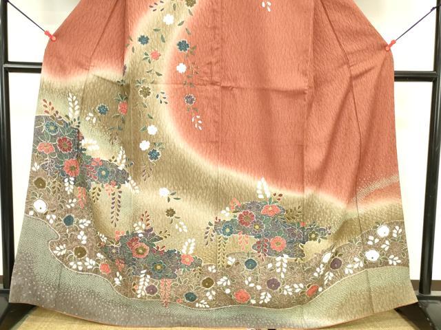 平和屋着物●訪問着 絞り 辻が花 暈し染め 金彩 正絹 逸品 DABK2030op
