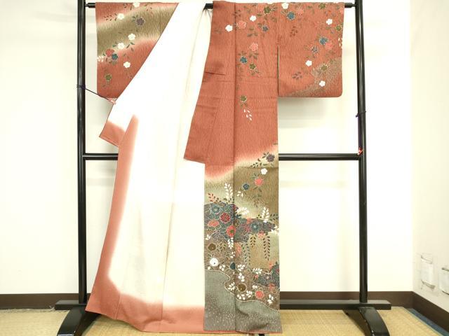 平和屋着物●訪問着 絞り 辻が花 暈し染め 金彩 正絹 逸品 DABK2030op