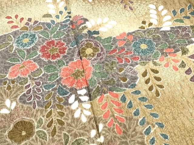 平和屋着物●訪問着 絞り 辻が花 暈し染め 金彩 正絹 逸品 DABK2030op