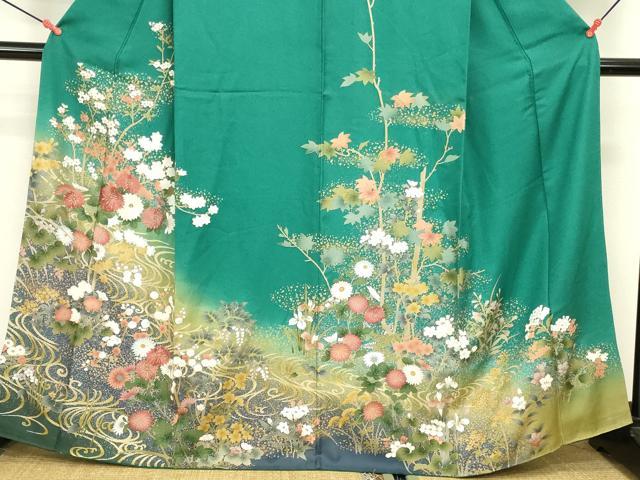 平和屋着物●訪問着 刺繍 流水花文 暈し染め 金彩 正絹 逸品 DABK2047op