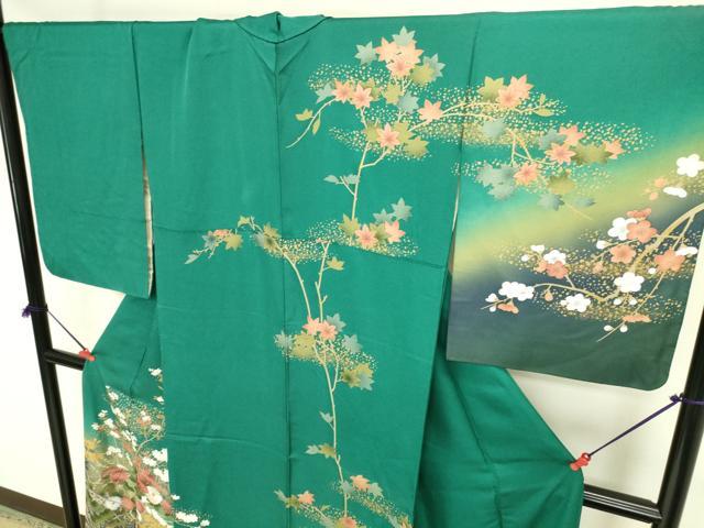 平和屋着物●訪問着 刺繍 流水花文 暈し染め 金彩 正絹 逸品 DABK2047op