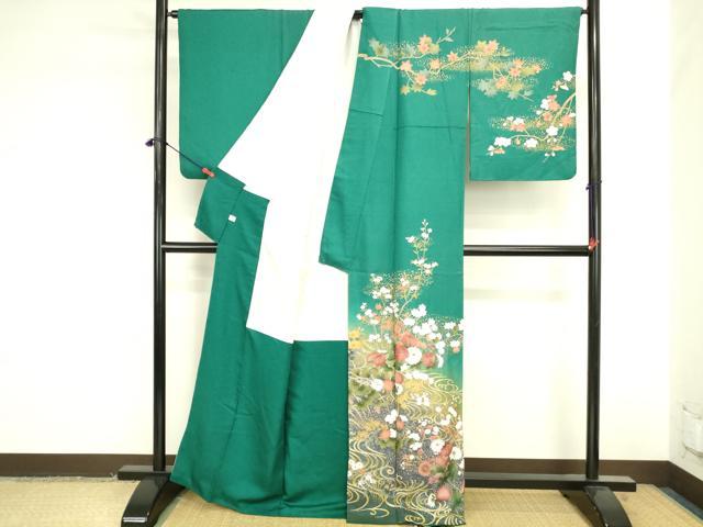 平和屋着物●訪問着 刺繍 流水花文 暈し染め 金彩 正絹 逸品 DABK2047op