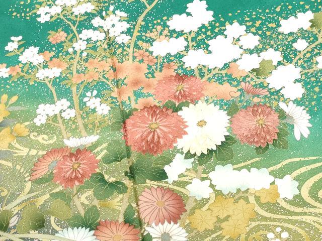 平和屋着物●訪問着 刺繍 流水花文 暈し染め 金彩 正絹 逸品 DABK2047op