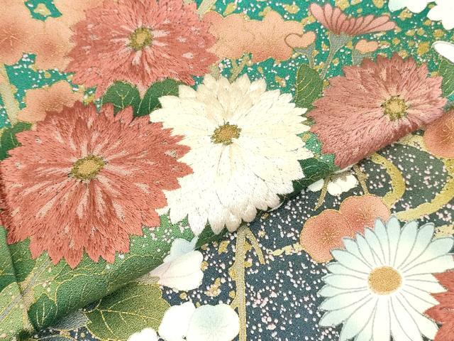 平和屋着物●訪問着 刺繍 流水花文 暈し染め 金彩 正絹 逸品 DABK2047op