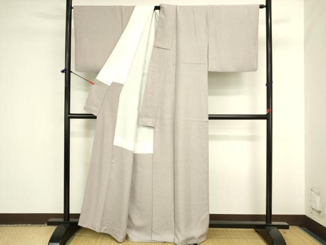 平和屋着物●上質な色無地 舞葉地紋 牡丹鼠色 正絹 逸品 DABK2050op