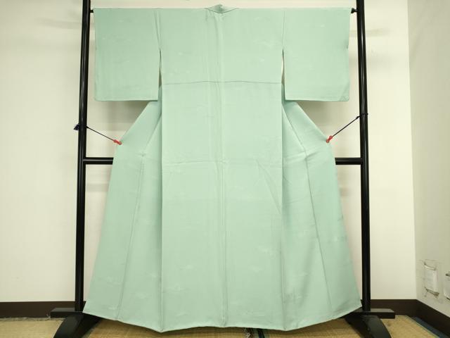 平和屋着物●上質な色無地 枯山水地紋 錆青磁色 正絹 逸品 DABK2051op