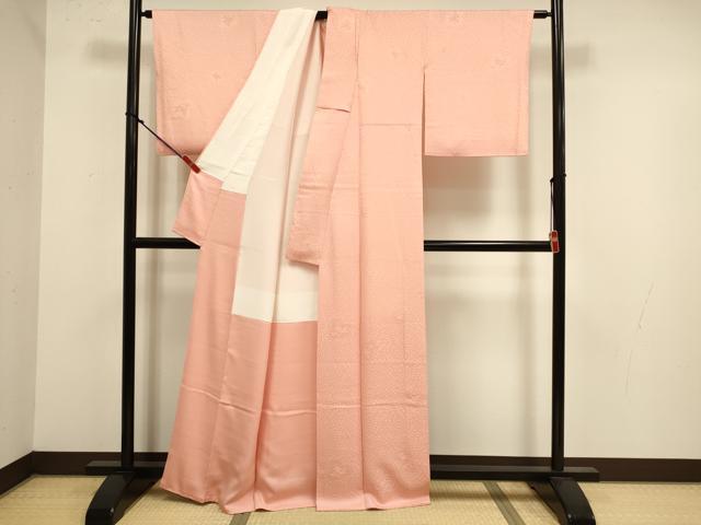 平和屋着物●上質な色無地 舞花地紋 一斤染色 正絹 逸品 DABK2066op