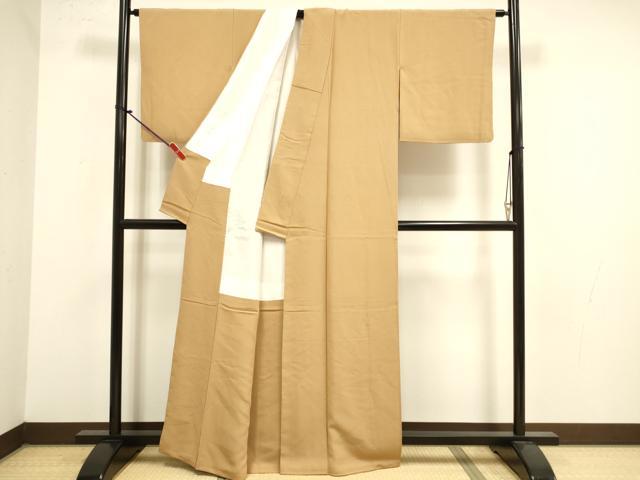平和屋着物●上質な色無地 濃い飴色 正絹 逸品 DABK2071op