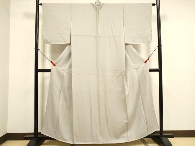 平和屋着物●上質な色無地 霞地紋 白鼠色 正絹 逸品 未使用 DABK2081op