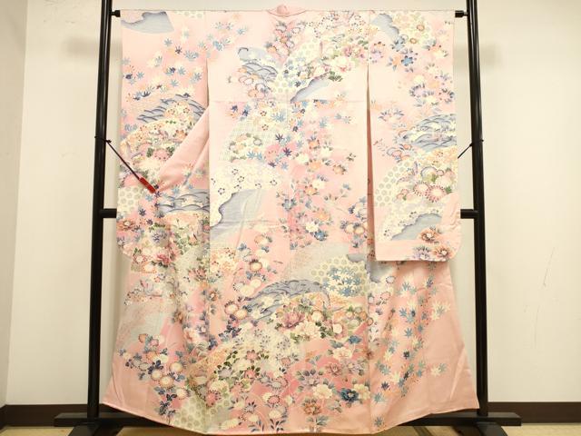 平和屋着物●豪華振袖 飛鶴花松文 暈し染め 正絹 逸品 DABK2097op