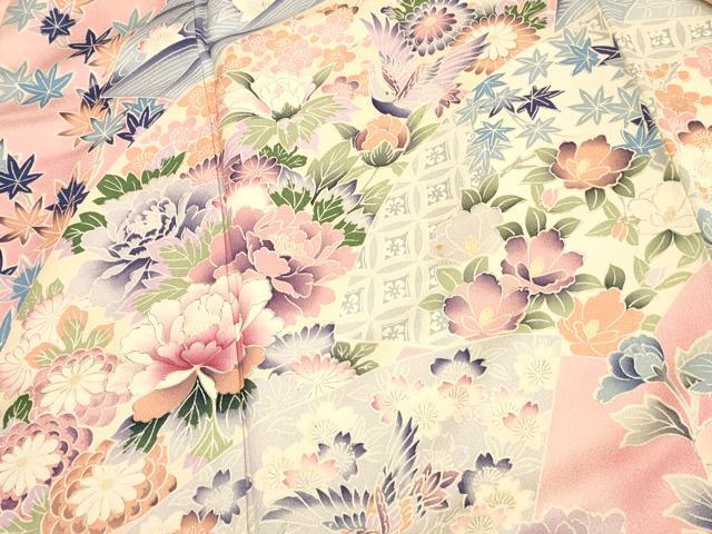 平和屋着物●豪華振袖 飛鶴花松文 暈し染め 正絹 逸品 DABK2097op