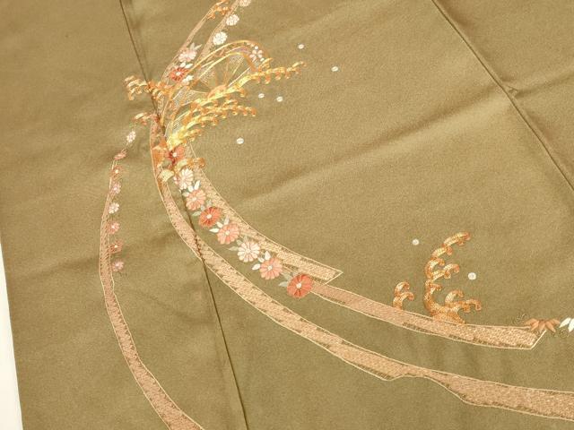 平和屋着物●中国三大刺繍 相良刺繍 総刺繍 訪問着 駒刺繍 竹屋町刺繍 立浪片輪車花文 金糸 正絹 逸品 DABK2109op