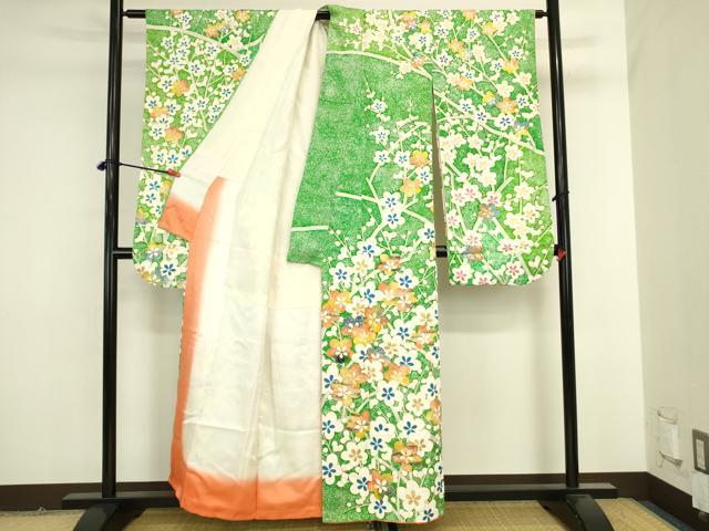 平和屋着物●豪華振袖 駒刺繍 枝梅 金彩 正絹 逸品 DABK2116op