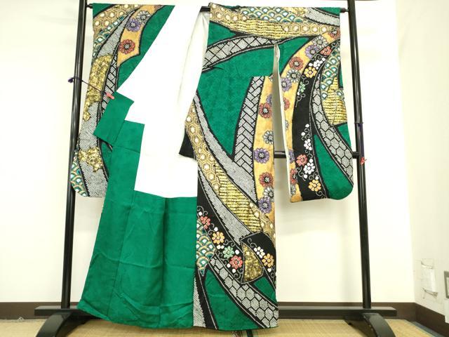 平和屋着物●豪華振袖 絞り 吉祥花熨斗文 金銀彩 正絹 逸品 DABK2117op