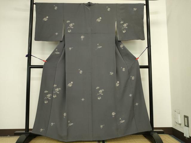 平和屋着物●上質な小紋 印傳 宝尽くし花文 正絹 逸品 DABK2119op