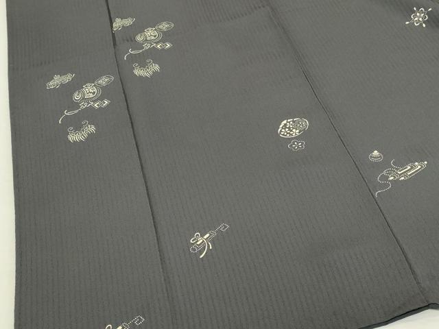 平和屋着物●上質な小紋 印傳 宝尽くし花文 正絹 逸品 DABK2119op