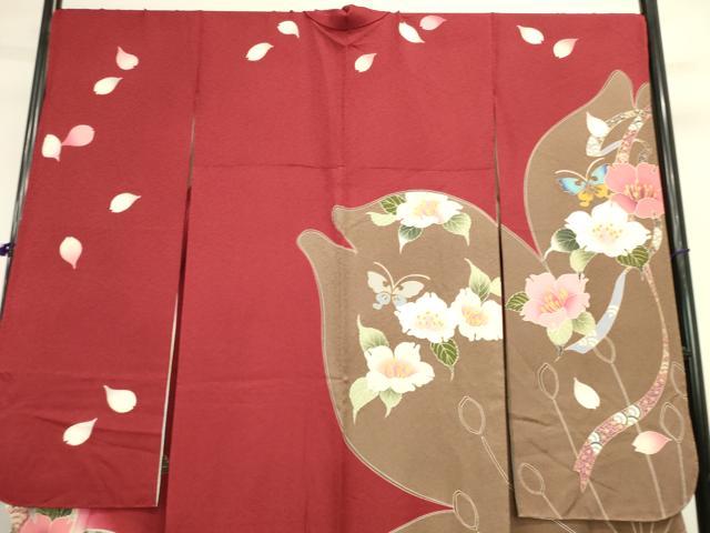 平和屋着物●豪華振袖 舞蝶花文 暈し染め 金彩 正絹 逸品 DABK2136op