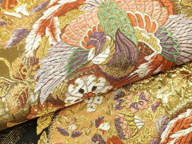 平和屋本店▼六通柄袋帯 秀錦 鳳凰花丸文 本金箔二重 正絹 逸品 DABK2144op