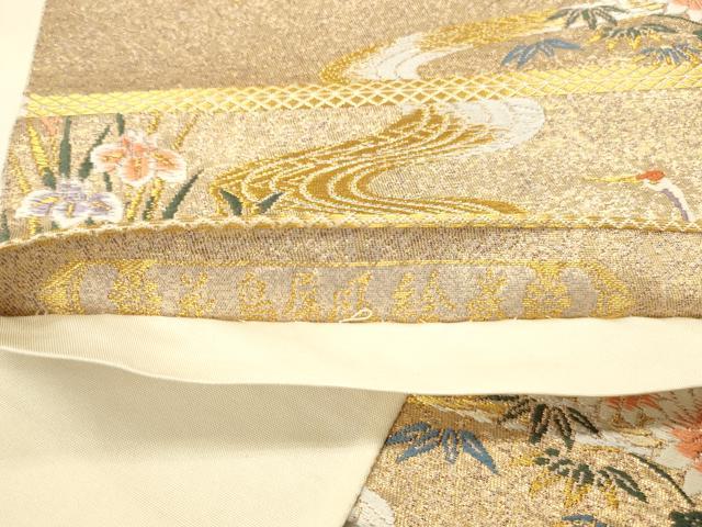 平和屋本店▼六通柄袋帯 唐織 花鳥屏風絵巻 妙金箔24K 正絹 逸品 DABK2152op