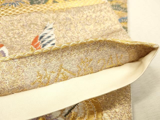 平和屋本店▼六通柄袋帯 唐織 花鳥屏風絵巻 妙金箔24K 正絹 逸品 DABK2152op