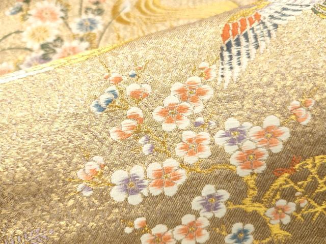 平和屋本店▼六通柄袋帯 唐織 花鳥屏風絵巻 妙金箔24K 正絹 逸品 DABK2152op