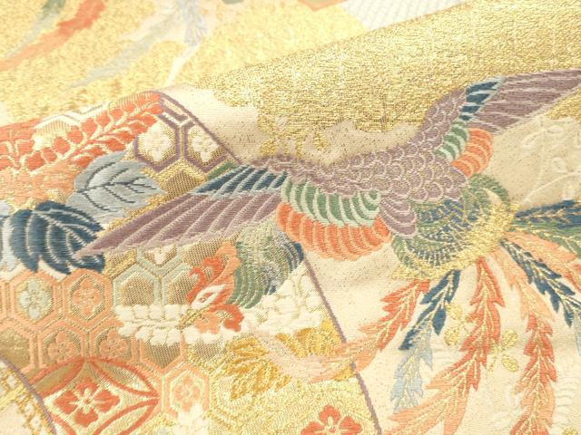 平和屋本店▼六通柄袋帯 唐織 彩華鳳凰錦 本金箔九百錦 正絹 逸品 DABK2157op