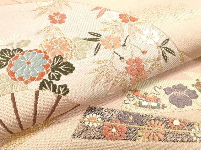 平和屋本店▼六通柄袋帯 唐織 天井絵古典 本金 正絹 逸品 DABK2160op