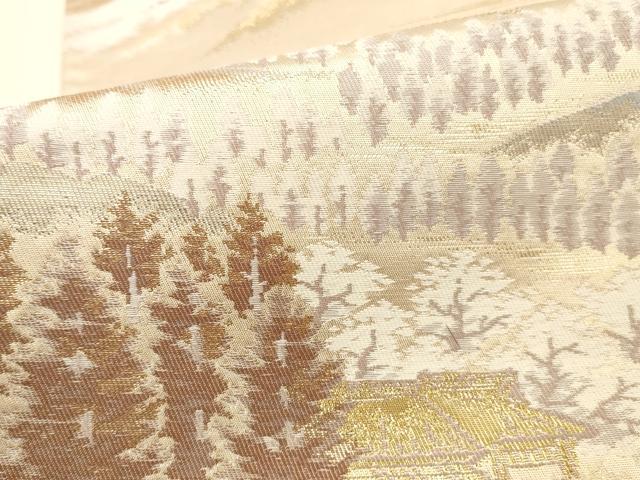 平和屋本店▼六通柄袋帯 風景文 本金二重箔 正絹 逸品 DABK2175op