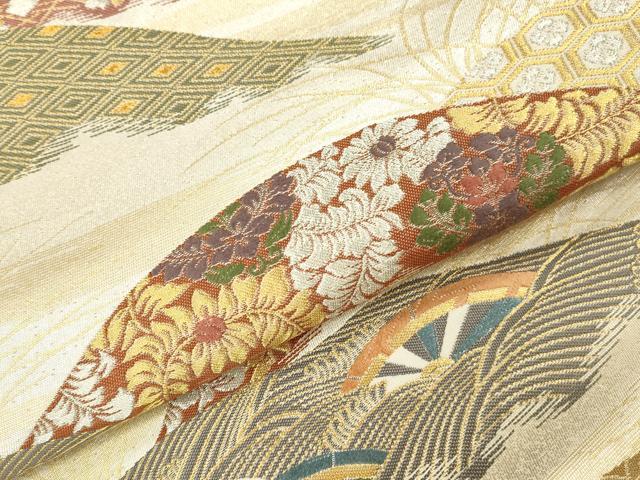 平和屋本店▼六通柄袋帯 光彩小袖文 本金箔 正絹 逸品 DABK2176op