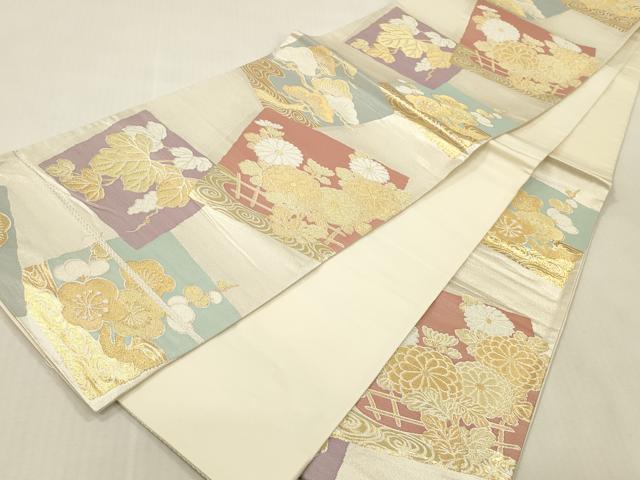 平和屋本店▼六通柄袋帯 蒔絵清香文 本金箔 正絹 逸品 DABK2182op