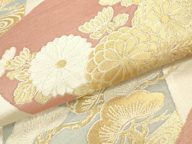 平和屋本店▼六通柄袋帯 蒔絵清香文 本金箔 正絹 逸品 DABK2182op