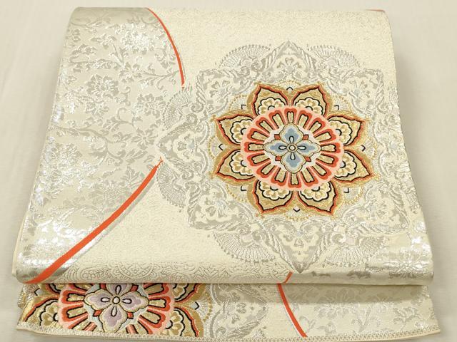 平和屋本店▼六通柄袋帯 唐織 正倉院花文 本金二丁箔 九百錦 正絹 逸品 DABK2190op